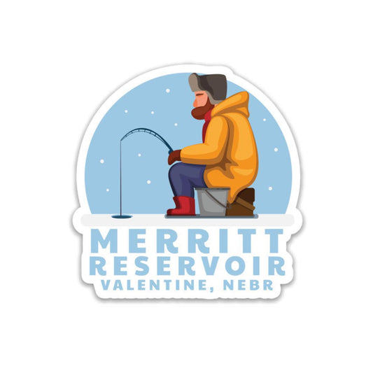 Ice Fishing "Merritt Reservoir Valentine, Nebr" Vinyl Sticker