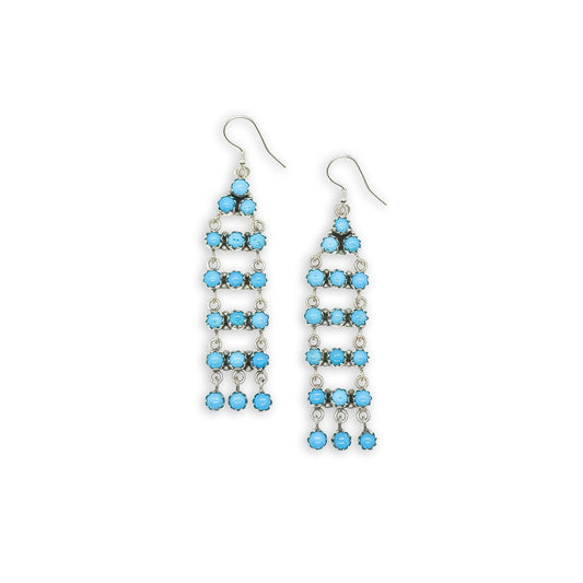 Navajo Sleeping Beauty Turquoise Sterling Silver Dangle Earrings