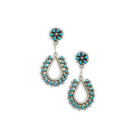 Navajo Zuni Sleeping Beauty Turquoise Sterling Silver Dangle Earrings By Tricia Leekity