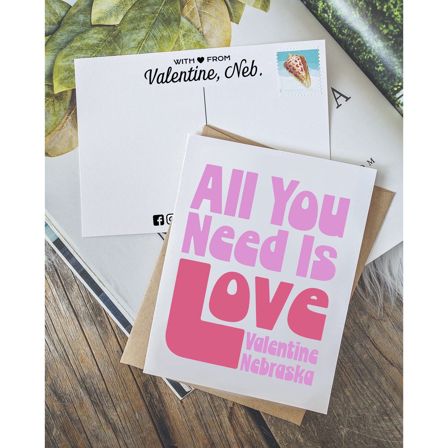 Retro "All You Need Is Love: Valentine, Nebraska" Eco Postcard/Greeting Cards