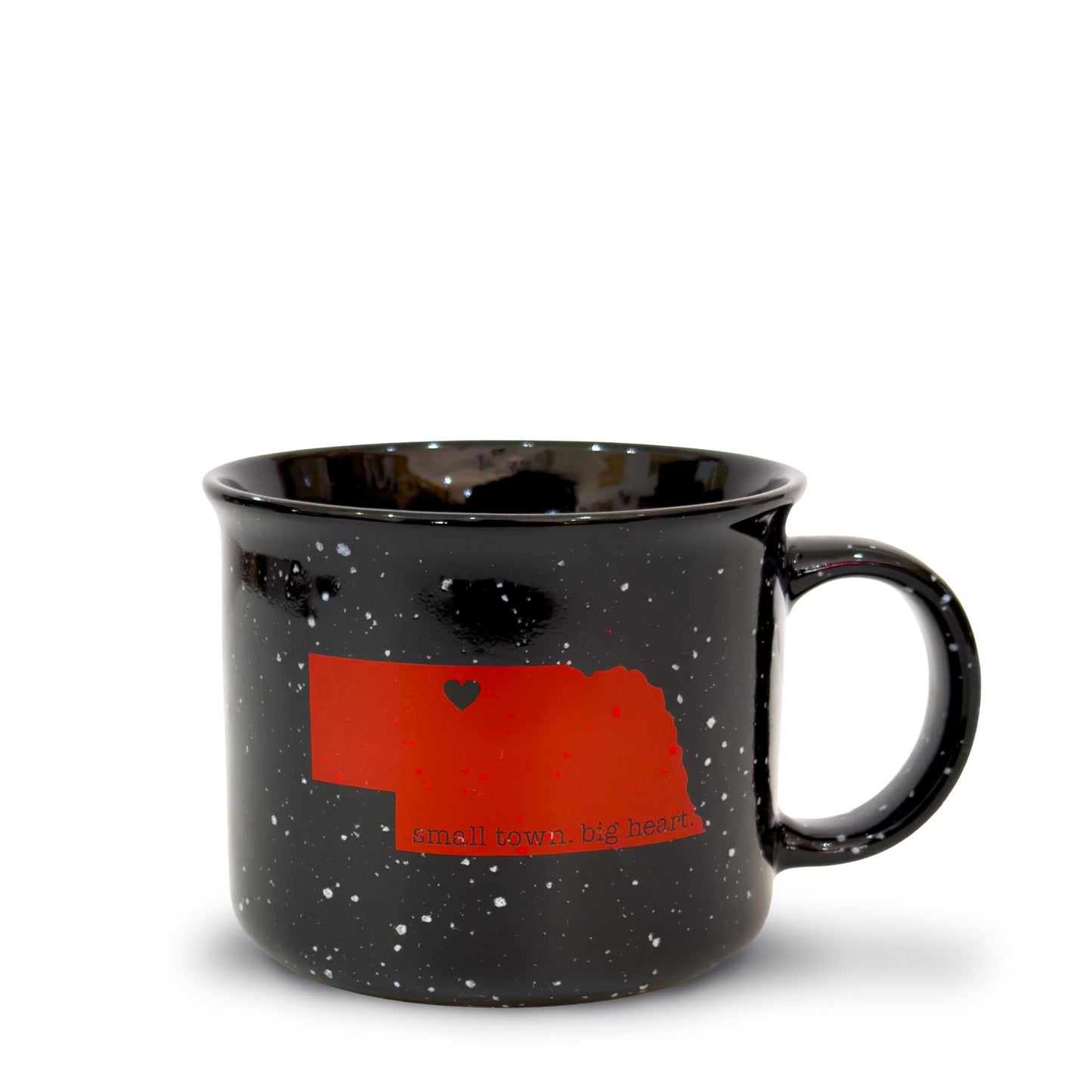 15oz Black Speckled “Small Town. Big Heart.” Valentine, Nebraska Campfire Ceramic Mug