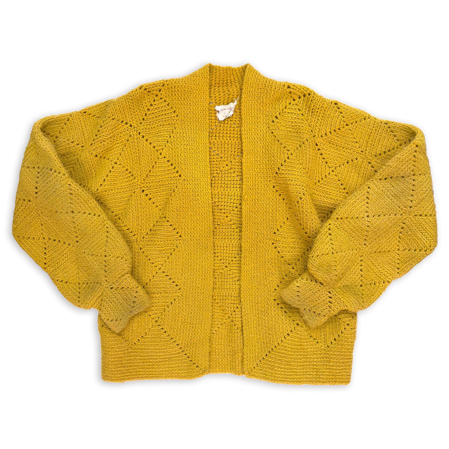 Vintage Handmade Mustard Crochet Cardigan