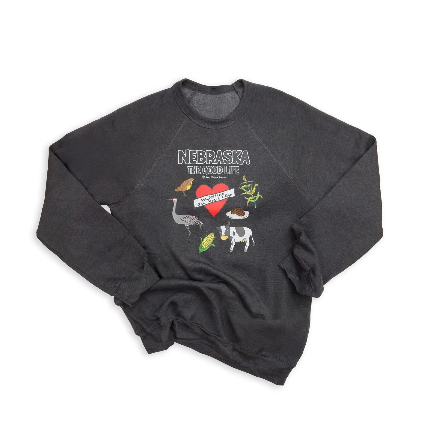 Dark Skies “Nebraska: The Good Life” Valentine Sponge Fleece Graphic Sweatshirt