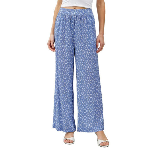 Breezy Blue Geometric Print Wide Leg Pants