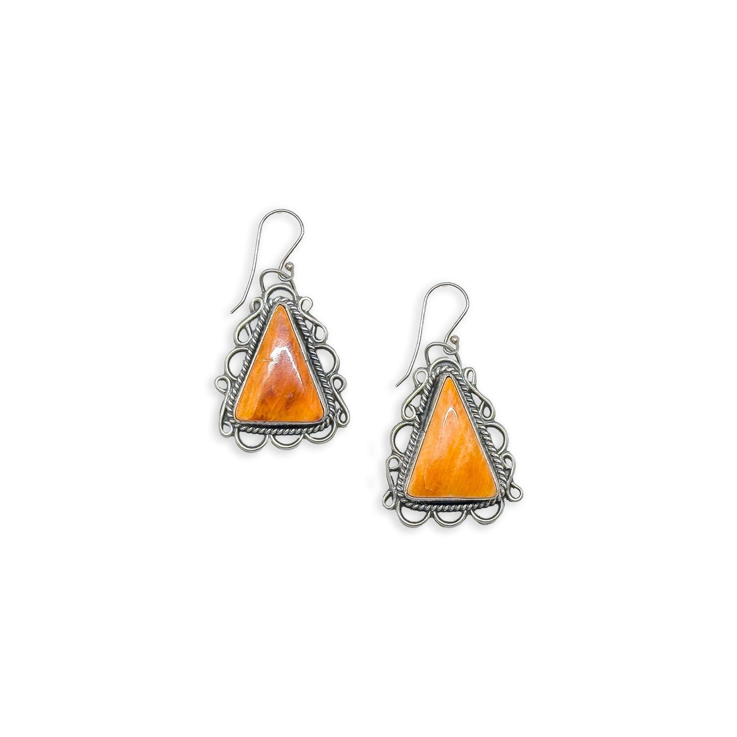 Navajo Spiny Oyster Triangle Earrings by Zia