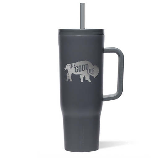 Slate 40oz “The Good Life" Bison Etched Triple Insulated Cruiser Tumbler