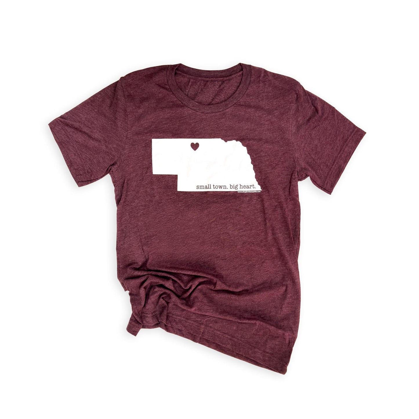 Maroon Triblend “Small Town. Big Heart.” Valentine, Nebraska State Graphic Tee