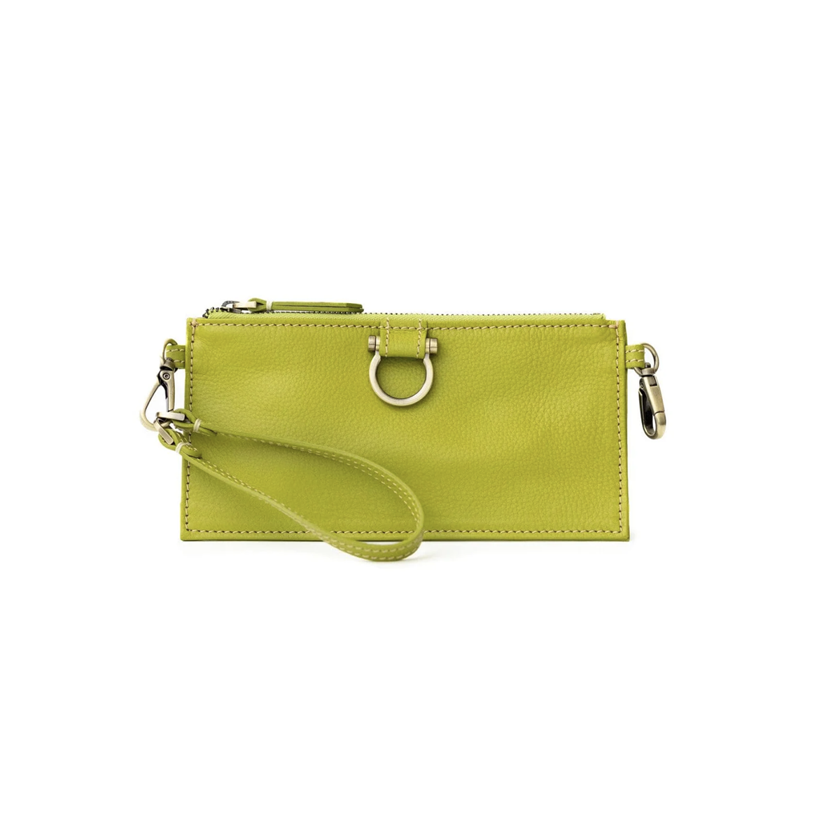 Lime Oiled Leather Leather Evelyn Wristlet Wallet