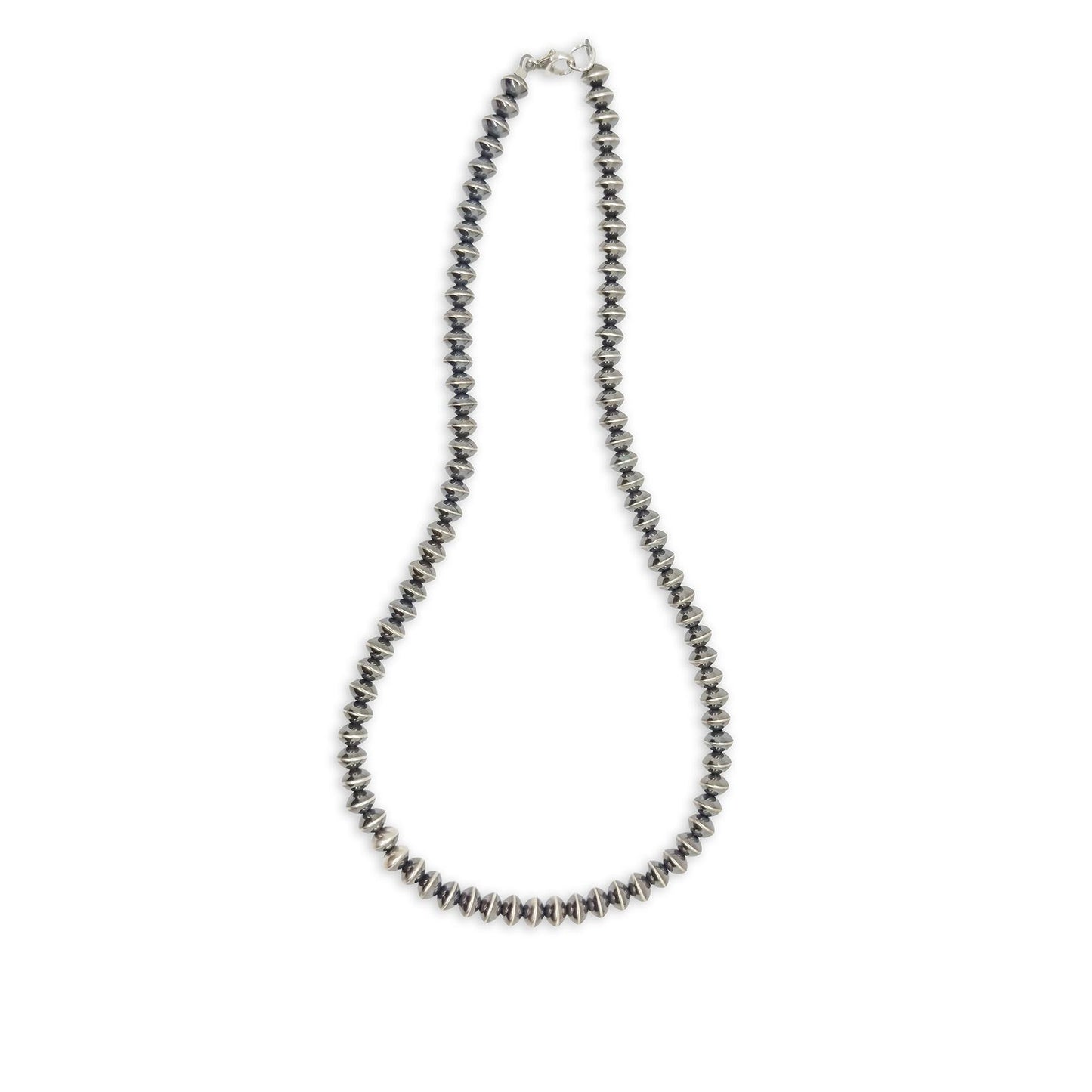 Sterling Silver 7x10mm Navajo Saucer Pearl 18" Necklace