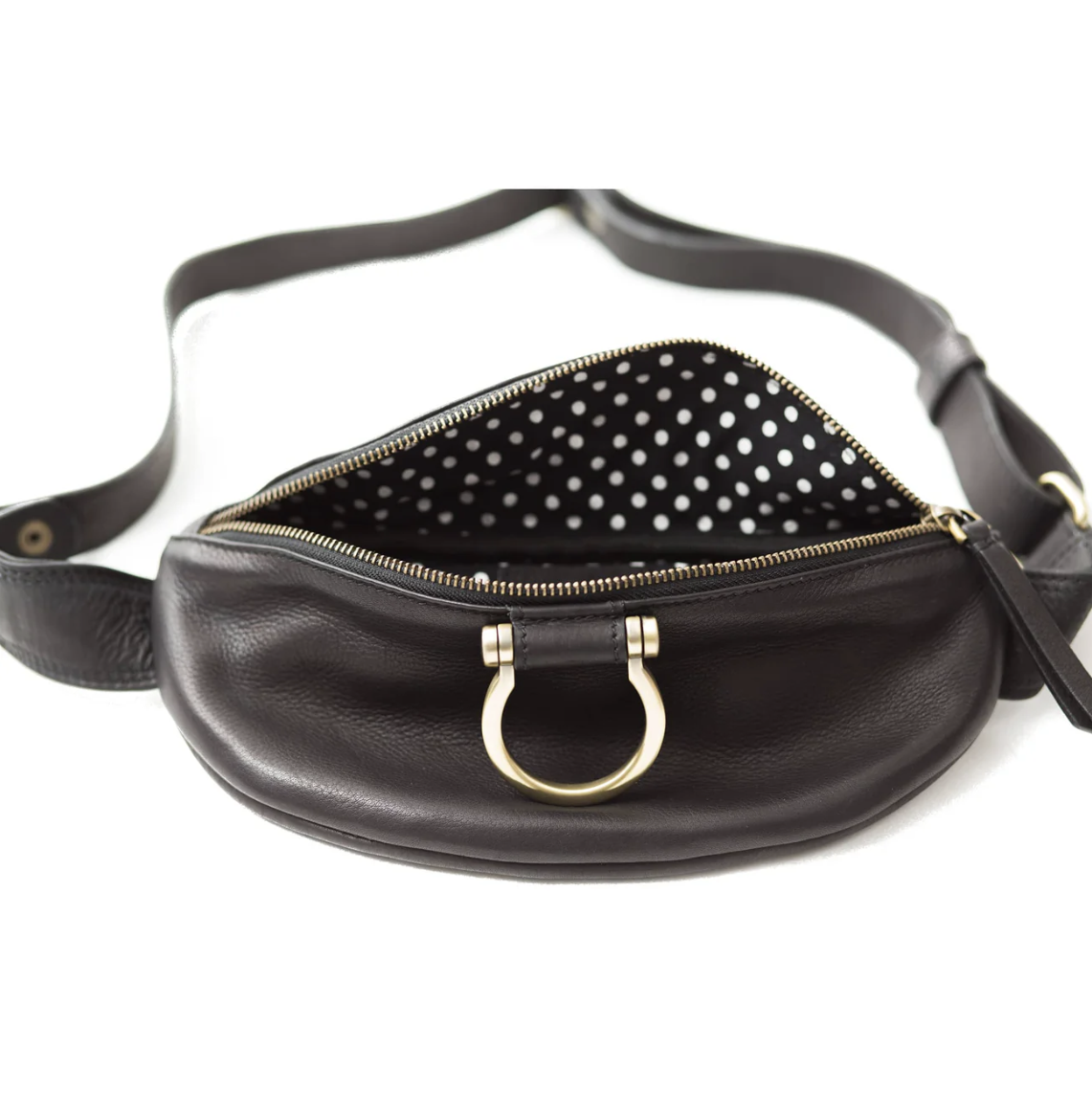Black Raw Premium Soft Leather Poole Belt Bag