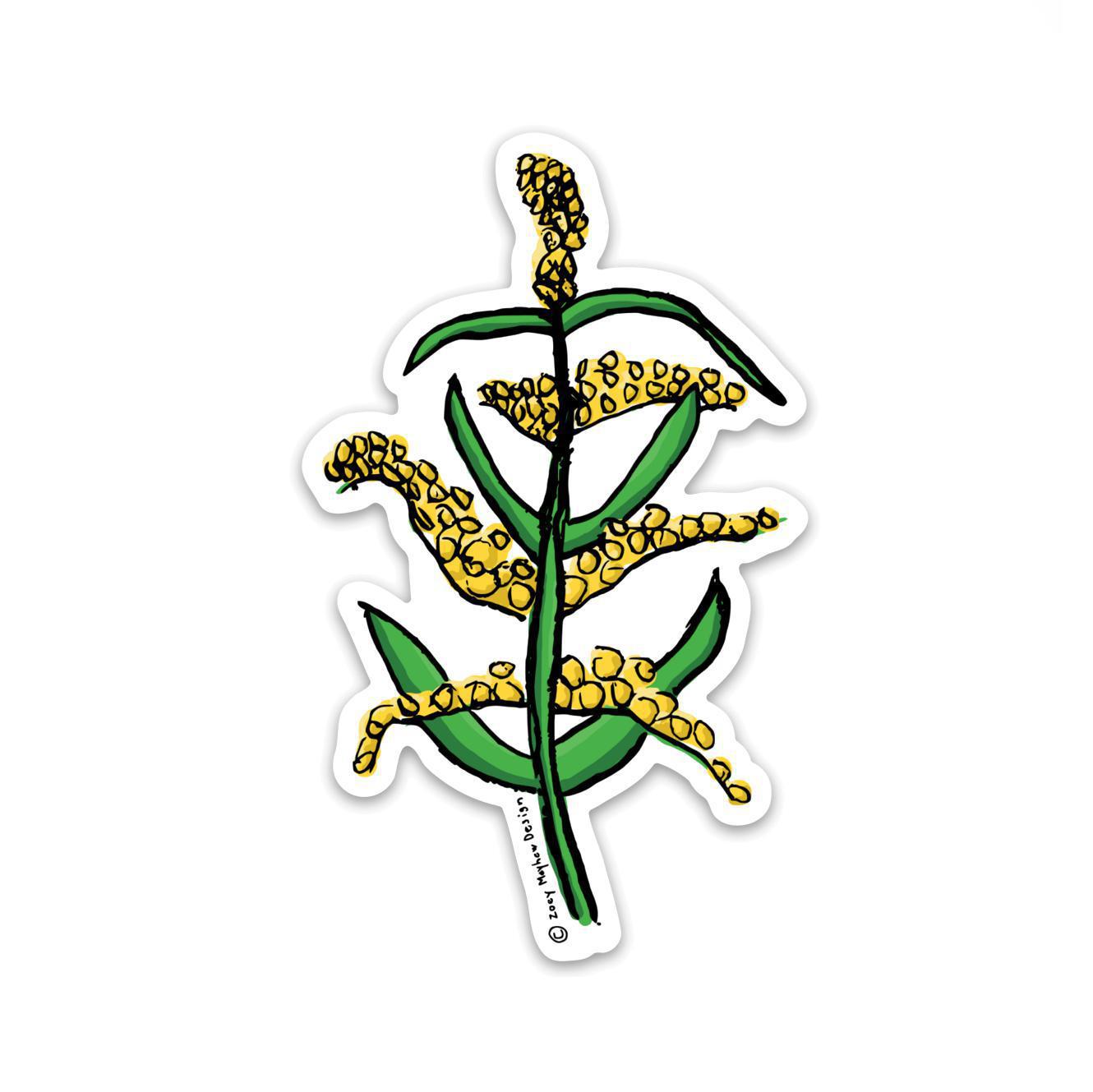 Cute Hand-Drawn Nebraska Goldenrod Flower Vinyl Sticker