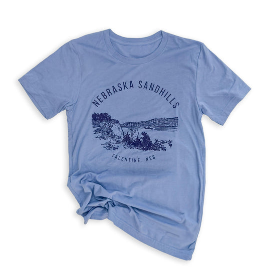 Blue Triblend “Nebraska Sandhills: Valentine, Neb” Graphic Tee