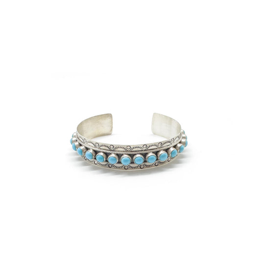 Navajo Sleeping Beauty Turquoise Cuff Bracelet by Zia