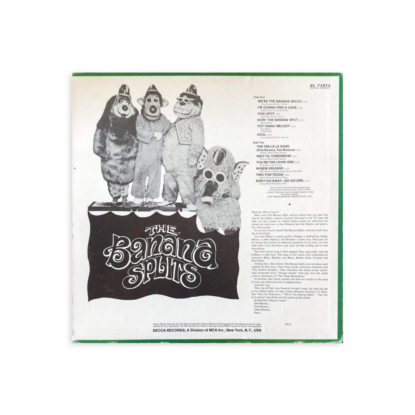 The Banana Splits "We're The Banana Splits" Vinyl Record – 1968 US Pressing – Rare Hanna Barbara Release