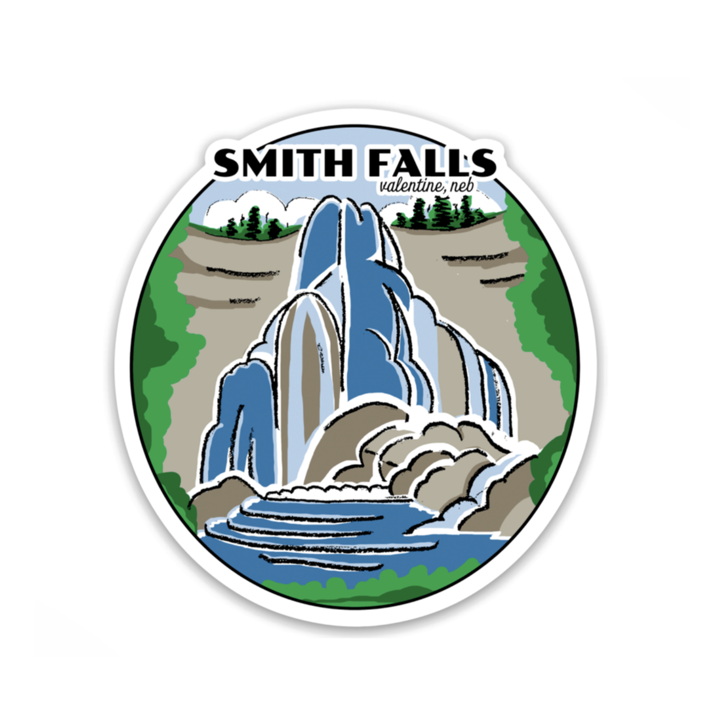 Hand-Drawn Smith Falls “Valentine, Neb.” Magnet