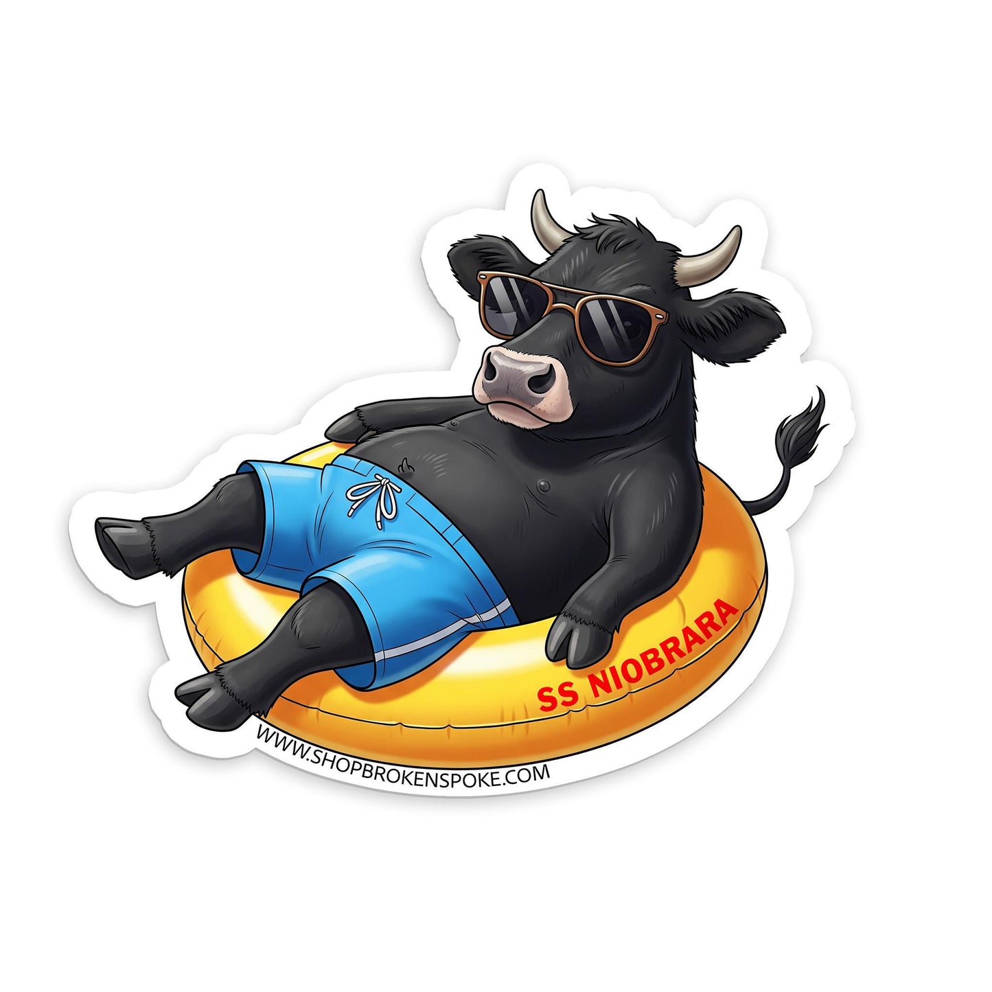 Black Angus Valentine, Nebraska “SS Niobrara” River Tuber Vinyl Sticker