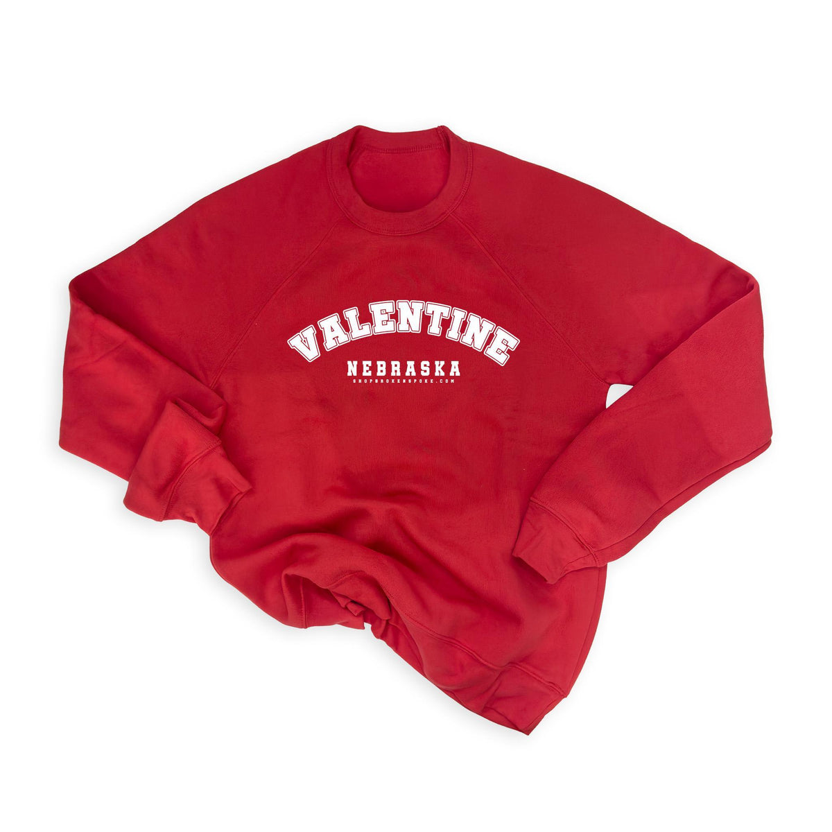 Red "Valentine, Nebraska" Varsity Sponge Fleece Raglan Graphic Sweatshirt