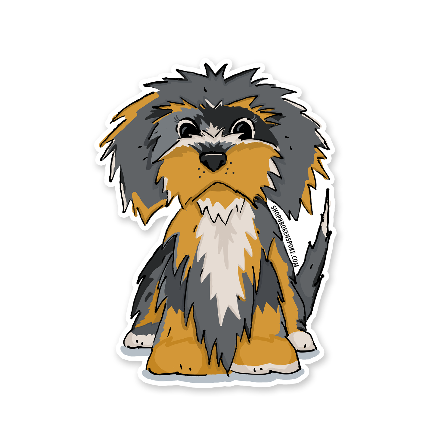 Cute Hand-Drawn "Penny Layne" Bernedoodle Puppy Vinyl Sticker