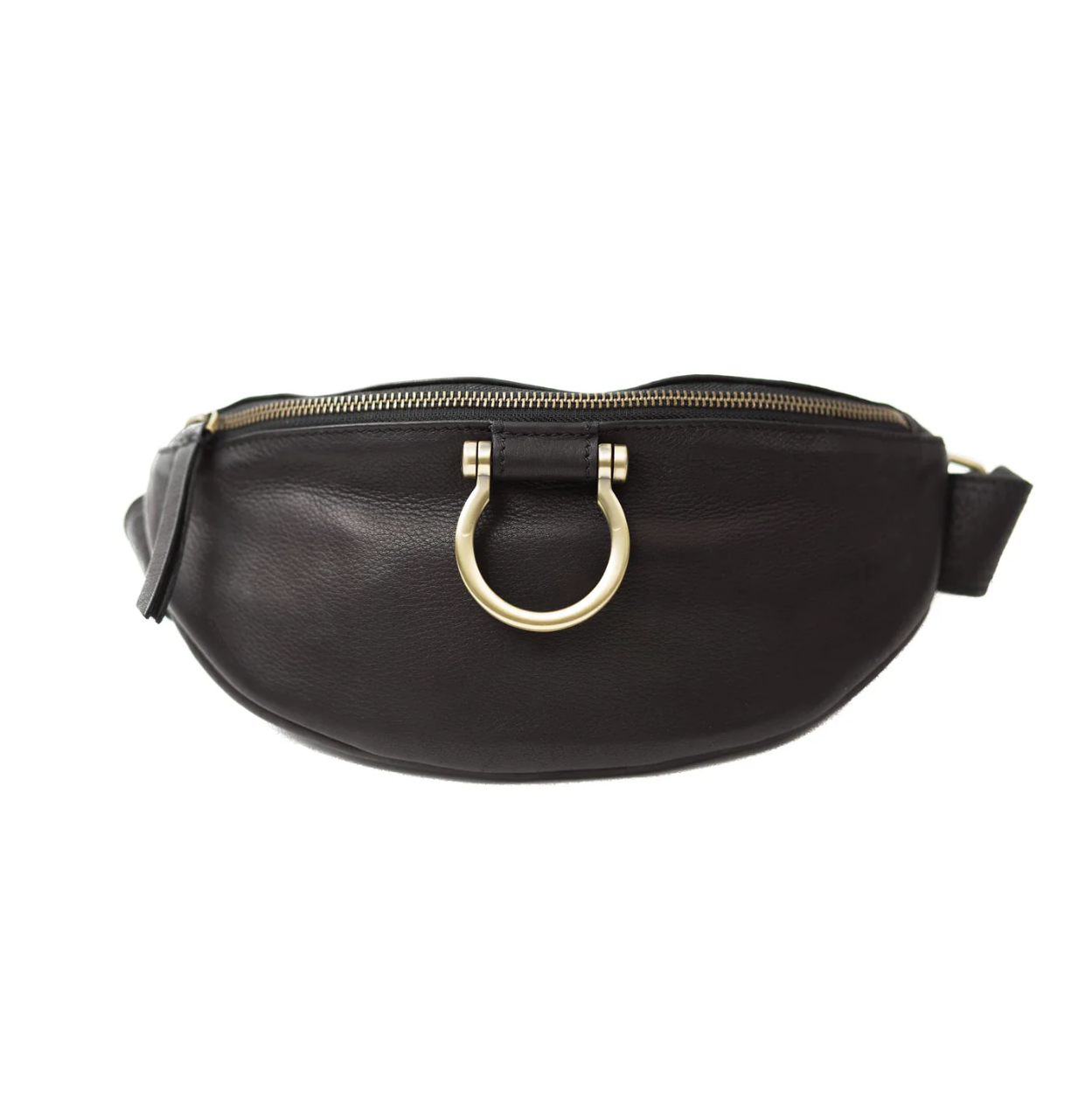 Black Raw Premium Soft Leather Poole Belt Bag