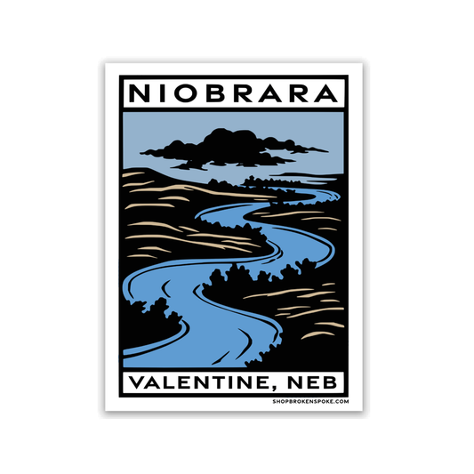 Block Print "Niobrara River: Valentine, Neb" Vinyl Sticker