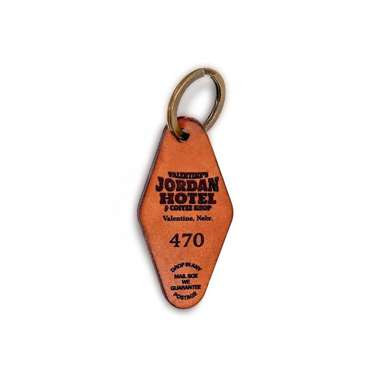 Vintage Hotel Inspired Veggie Tanned Leather "Jordan Hotel" Valentine, Nebr. Key Chain