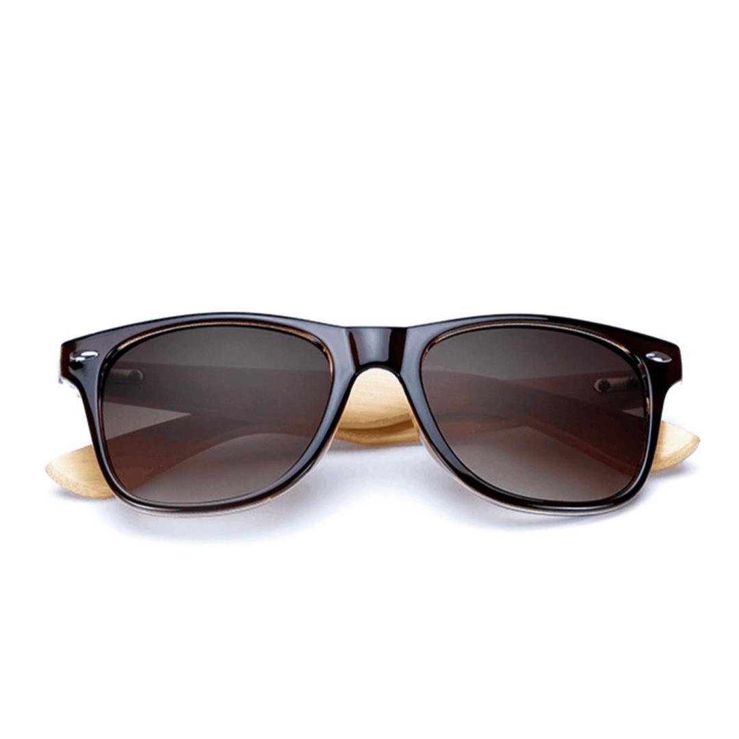 Natural Bamboo Wood Sunglasses with Nebraska State Brand