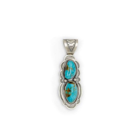 Navajo Kingman Turquoise Sterling Silver Pendant by Boyd J Ashley