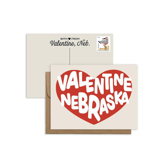 Valentine, Nebraska Heart Bubble Letter Postcard/Greeting Card