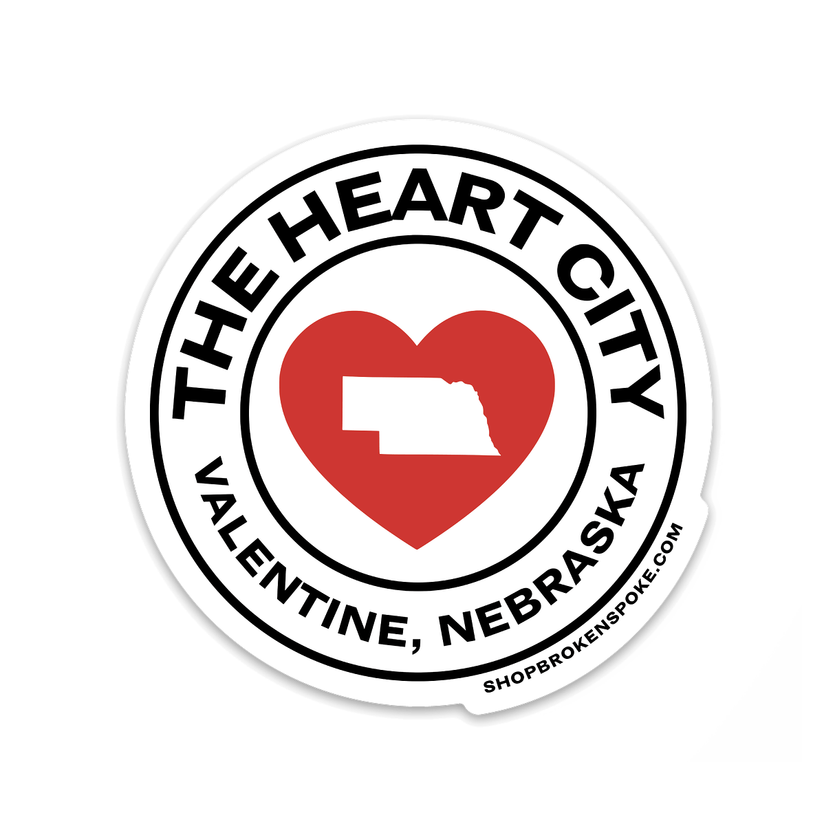 Nebraska State “The Heart City: Valentine, Nebraska" Vinyl Sticker