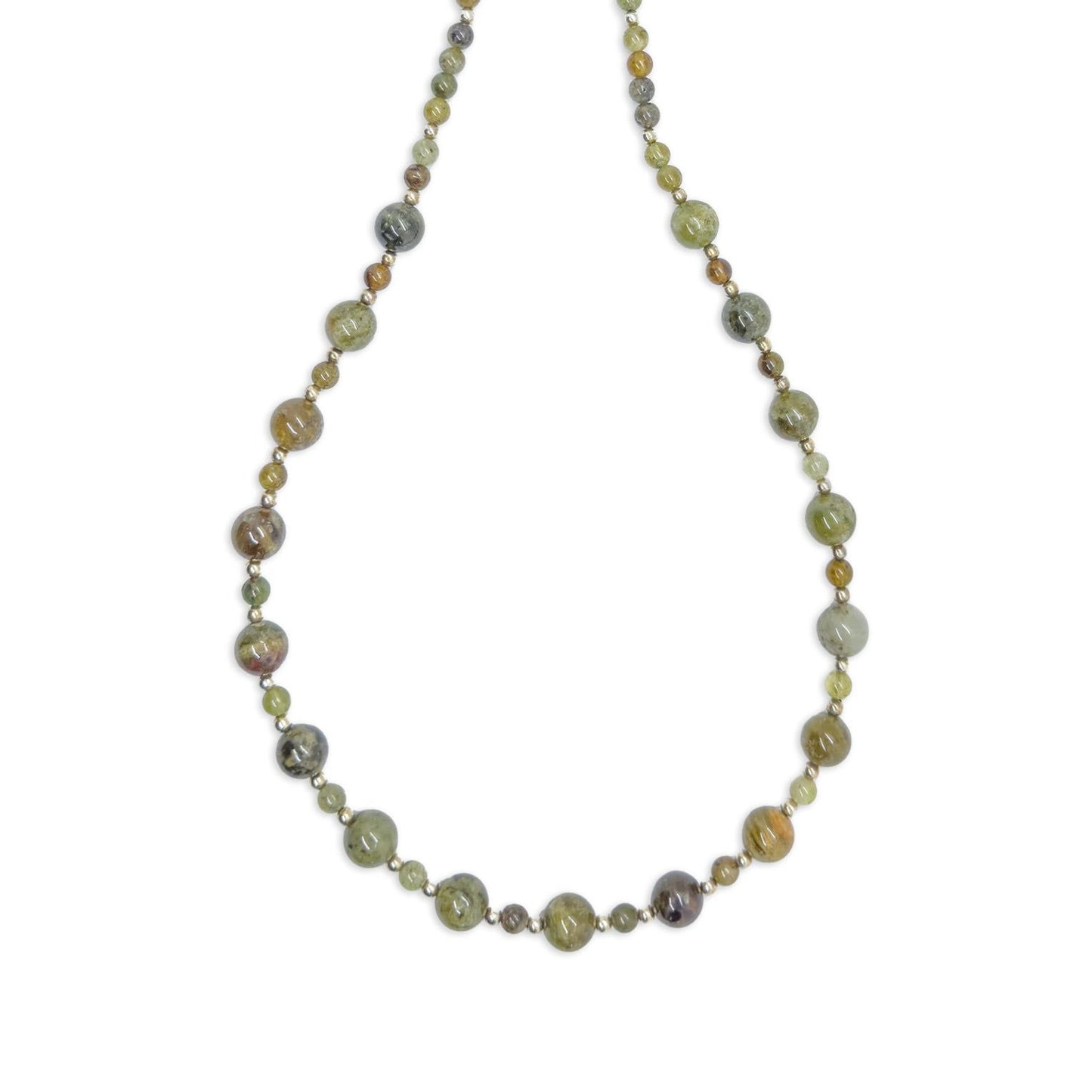 Sicangu Lakota Oyate Green Garnet with Sterling Silver Accent Necklace