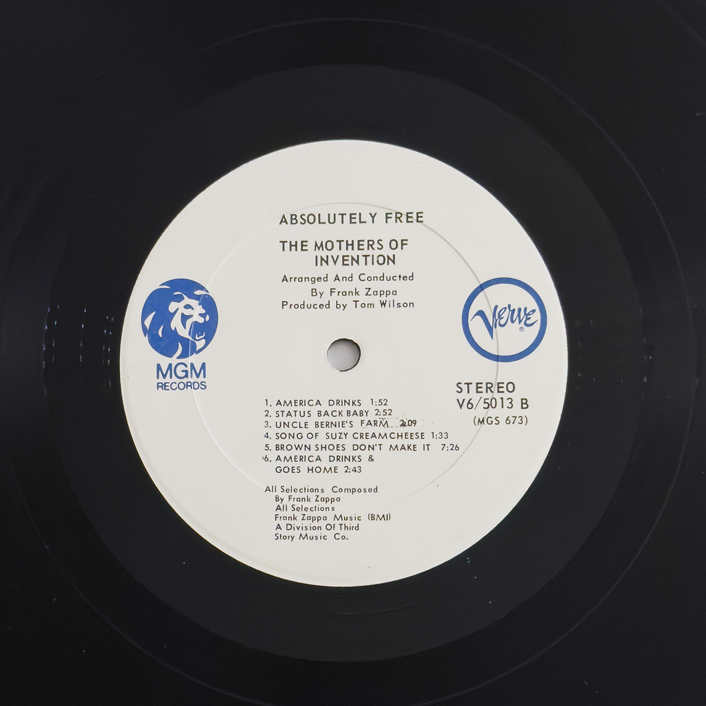 The Mothers of Invention "Absolutely Free" Rare White Label Frank Zappa Gatefold Vinyl Record