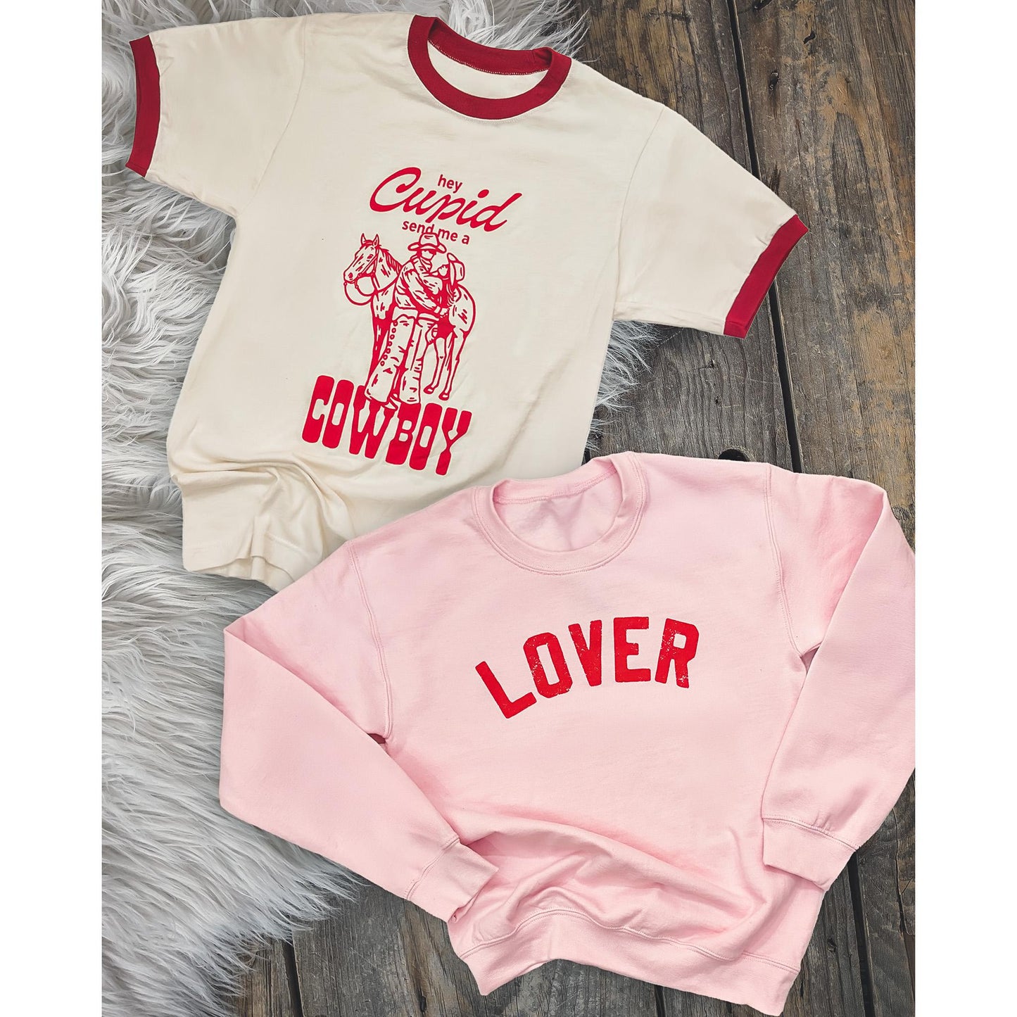 Pink "Lover" Valentine's Day Graphic Sweatshirt