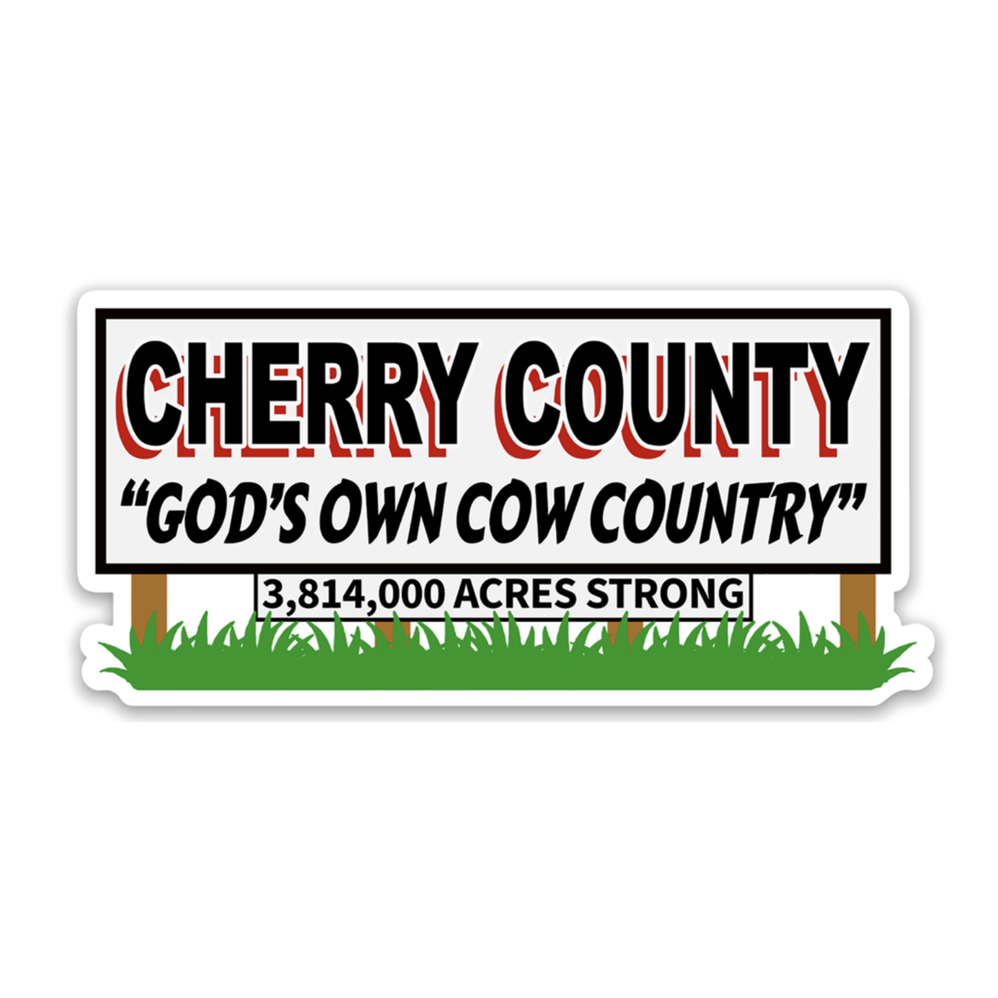 Cherry County Nebraska "God's Own Cow Country" Sign Vinyl Sticker