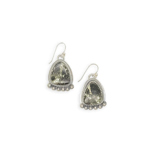 Navajo Blackjack Turquoise Sterling Silver Earrings