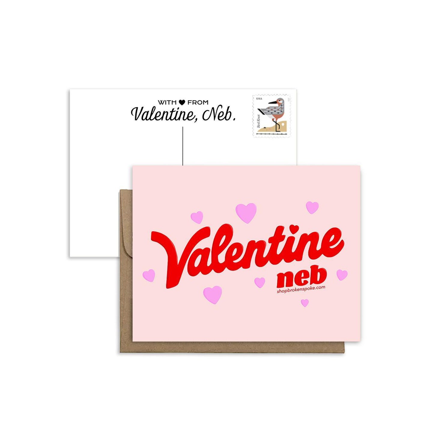 Red & Pink “Valentine, Neb" with Hearts Eco Postcard/Greeting Cards