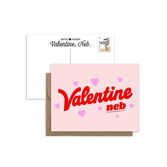 Red & Pink “Valentine, Neb" with Hearts Eco Postcard/Greeting Cards