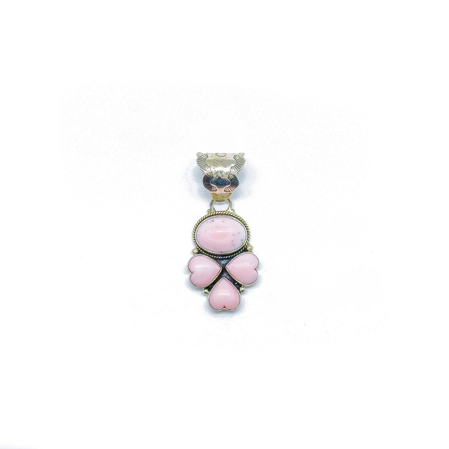 Navajo Pink Conch Shell with Hearts Pendent