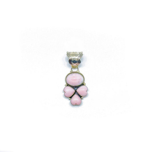 Navajo Pink Conch Shell with Hearts Pendent