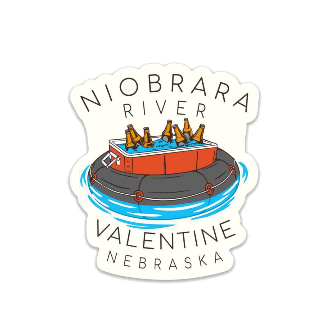 Floating Beer "Niobrara River Valentine, Nebraska" Vinyl Sticker