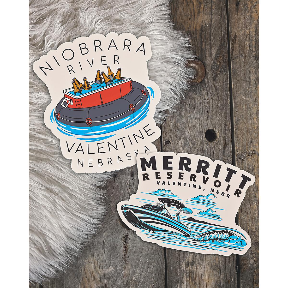 "Merritt Reservoir Valentine, Nebr" Speed Boat Vinyl Sticker