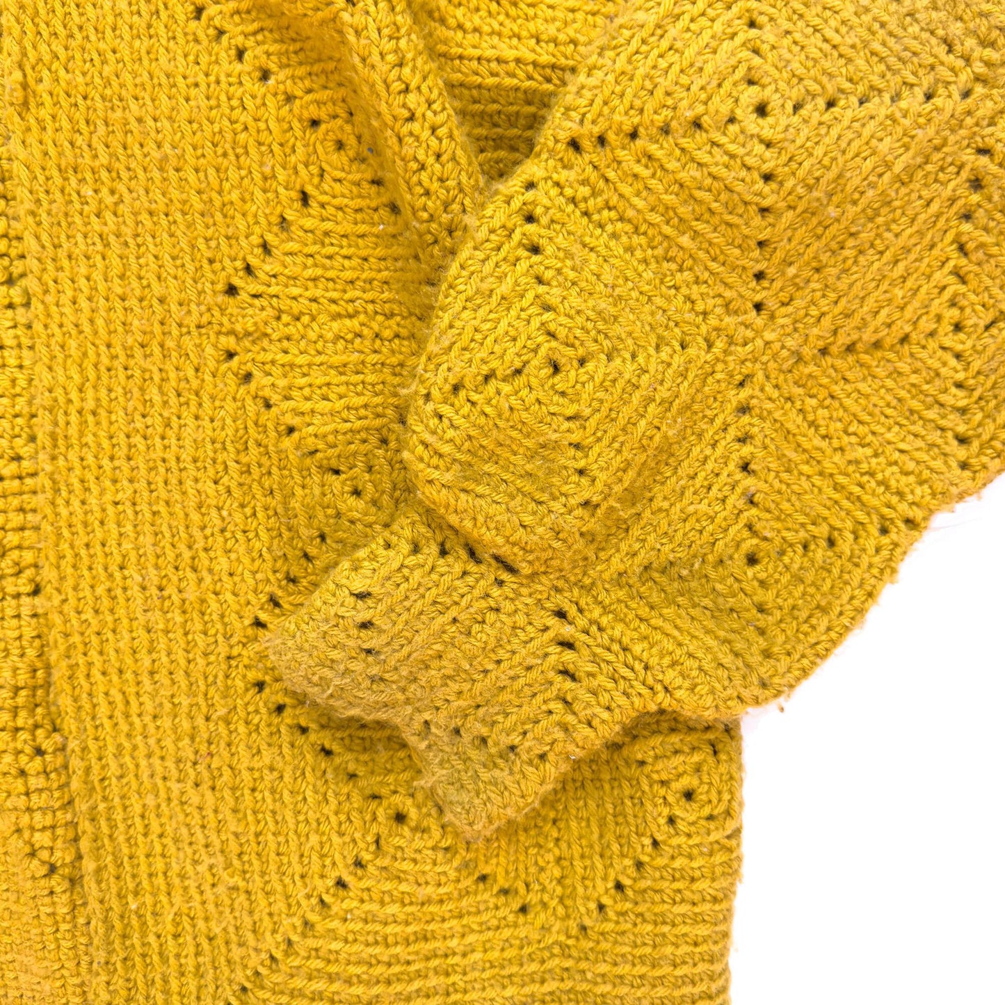 Vintage Handmade Mustard Crochet Cardigan