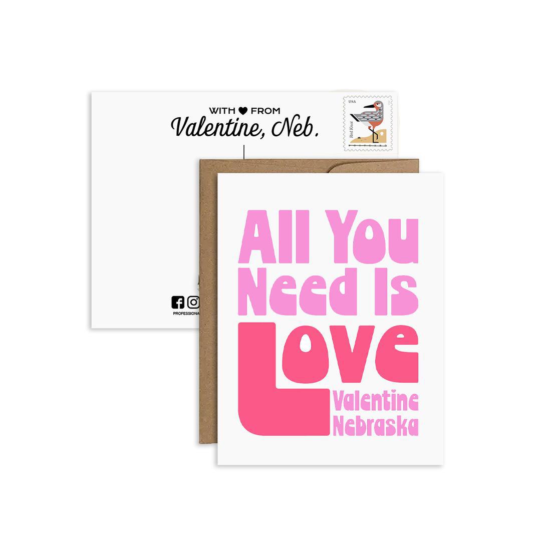 Retro "All You Need Is Love: Valentine, Nebraska" Eco Postcard/Greeting Cards