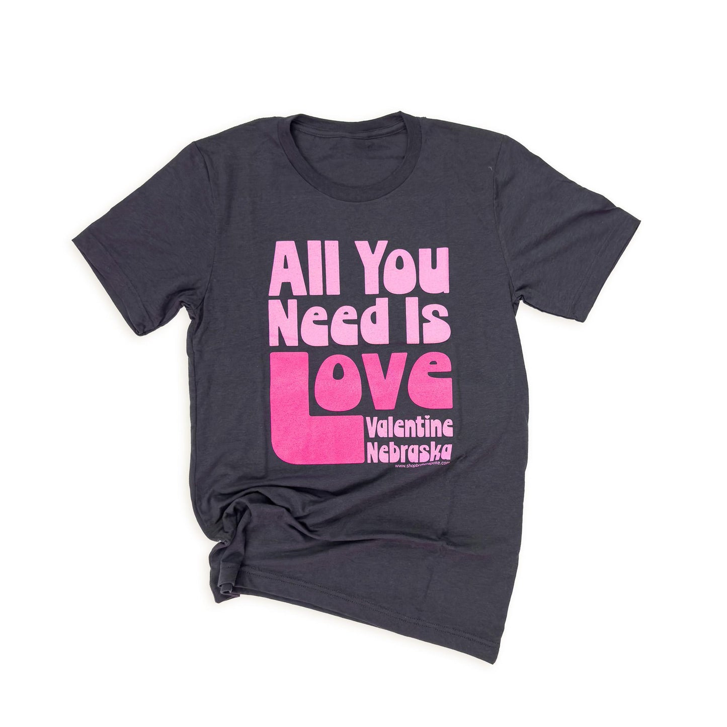 Dark Grey Triblend Retro "All You Need Is Love: Valentine, Nebraska" Graphic Tee