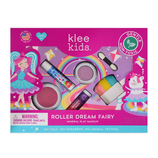Roller Dream Fairy Non-Toxic Play Makeup Set with Mineral Eye Shadow, Mineral Blush, and Lip Shimmers
