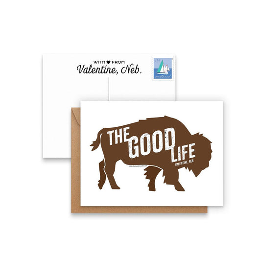 Bison “The Good Life: Valentine, Neb" Eco Postcard/Greeting Cards