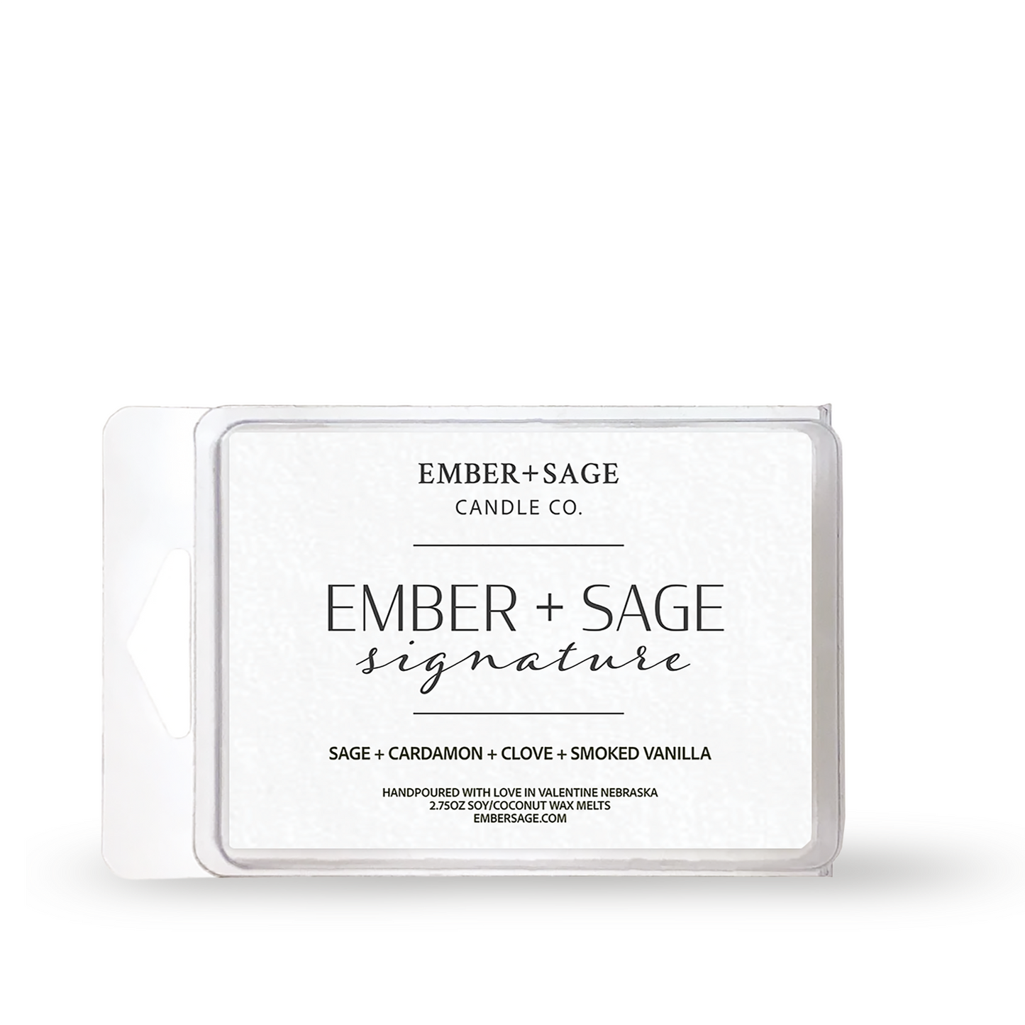 Ember + Sage Signature | Hand-Poured Soy Coconut Wax Melt | 2.75oz