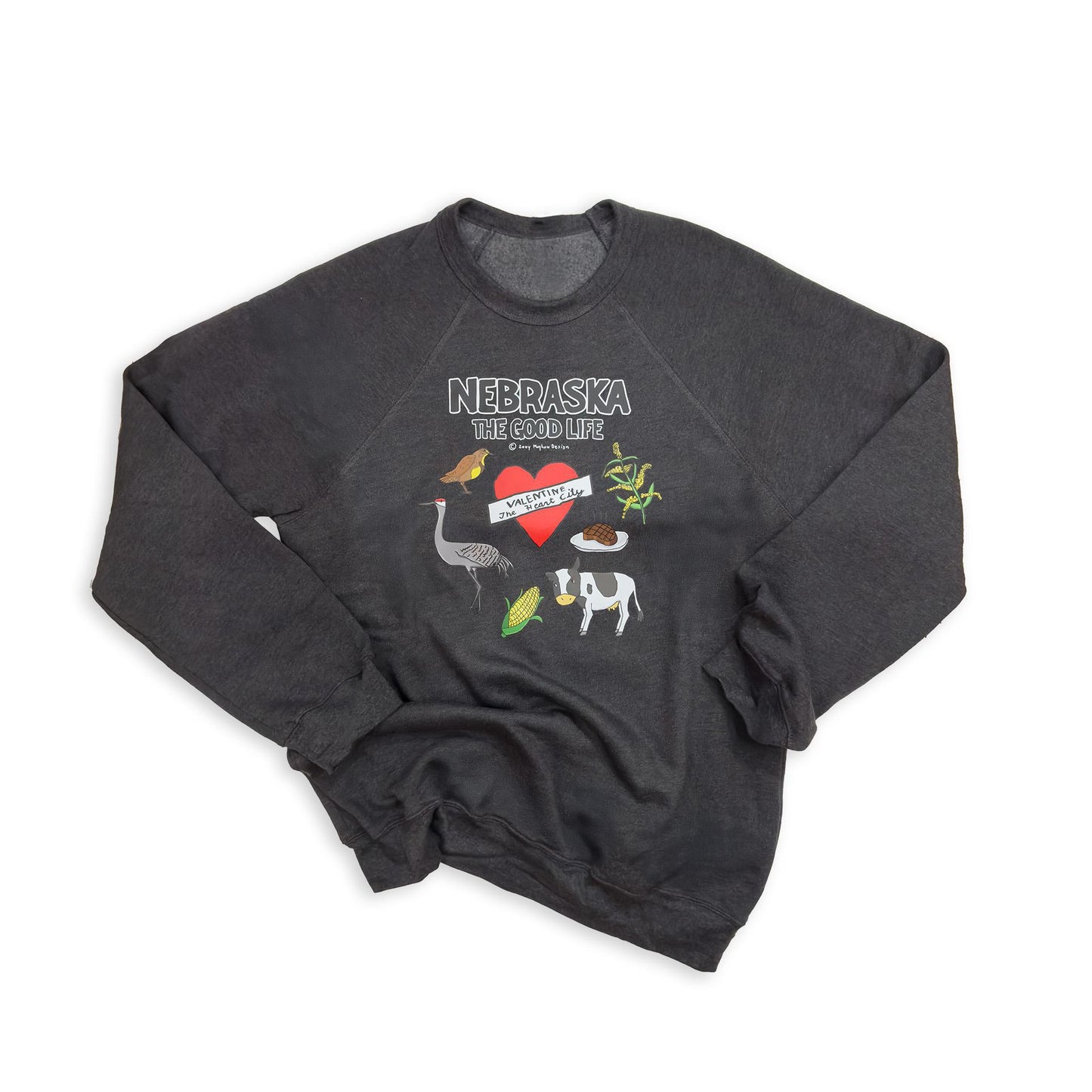 Dark Skies “Nebraska: The Good Life” Valentine Sponge Fleece Graphic Sweatshirt