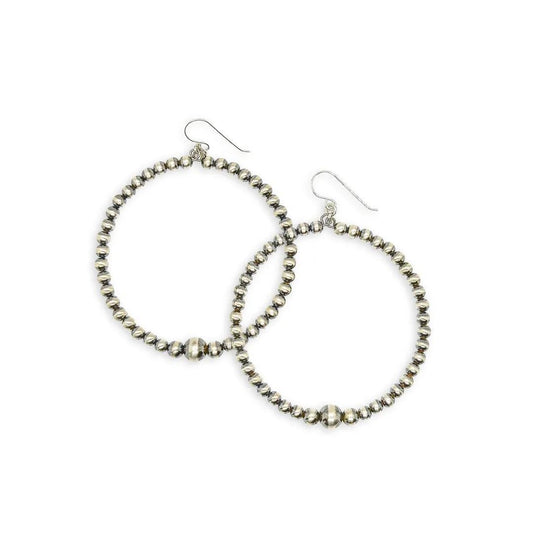 Navajo Sterling Silver Pearl Hoop Earrings