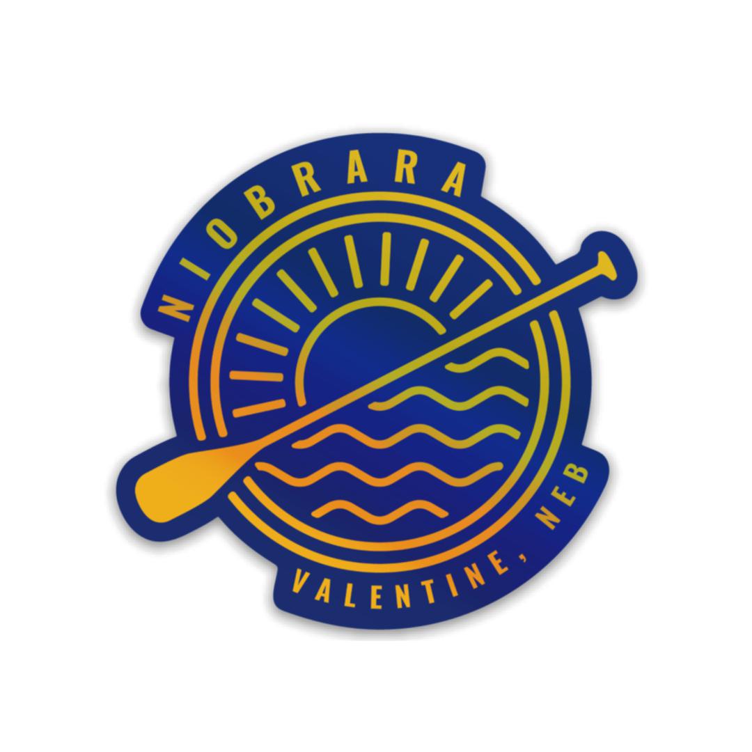 Gold & Navy Holographic “Niobrara: Valentine, Neb” Vinyl Sticker