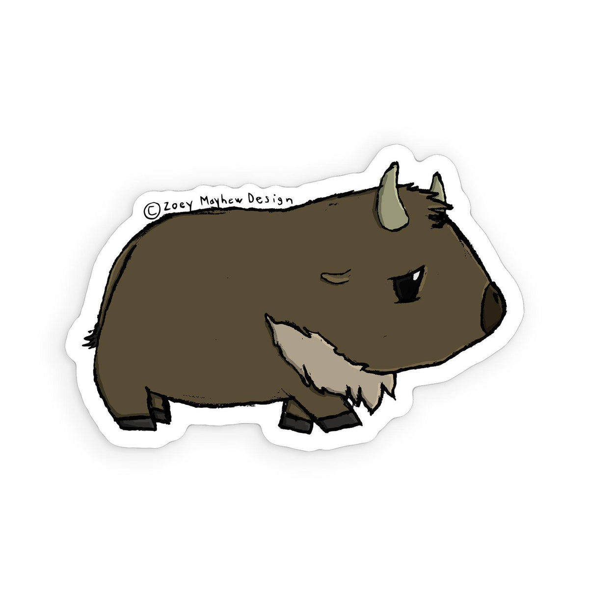 Cute Hand-Drawn Bison Vinyl Sticker